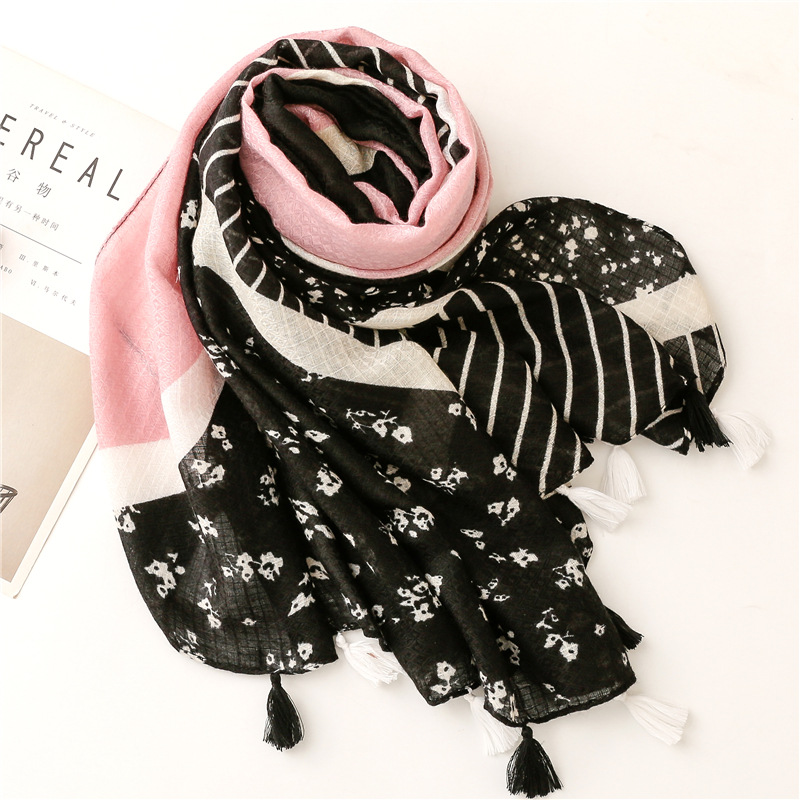 Simple and fresh cotton and linen hand-feeling Scarf