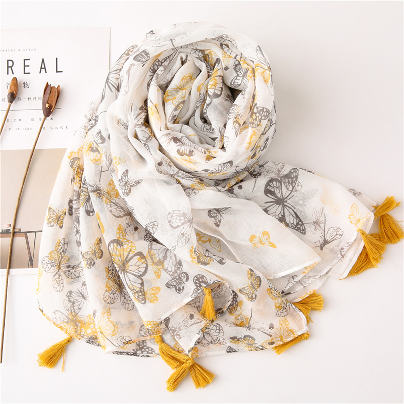 Spring and summer Korean version butterfly holiday big beach Scarf