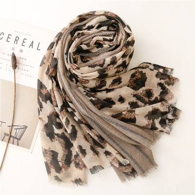 Leopard Print silk sunscreen long gauze scarf