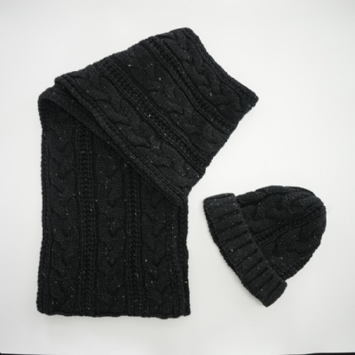 Chunky Knitted Dot Yarn Acrylic Scarf & Beanie Set