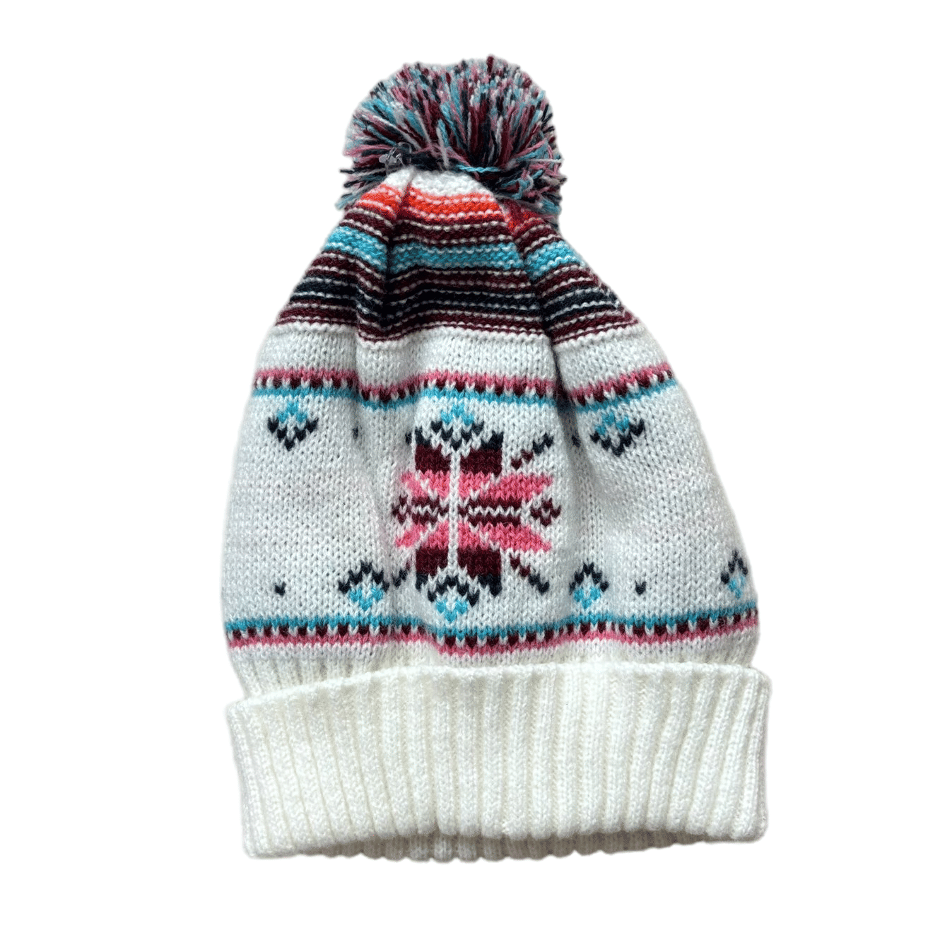 Trendy Cartoon Jacquard Beanie with Soft POM Yarn Hat Holiday