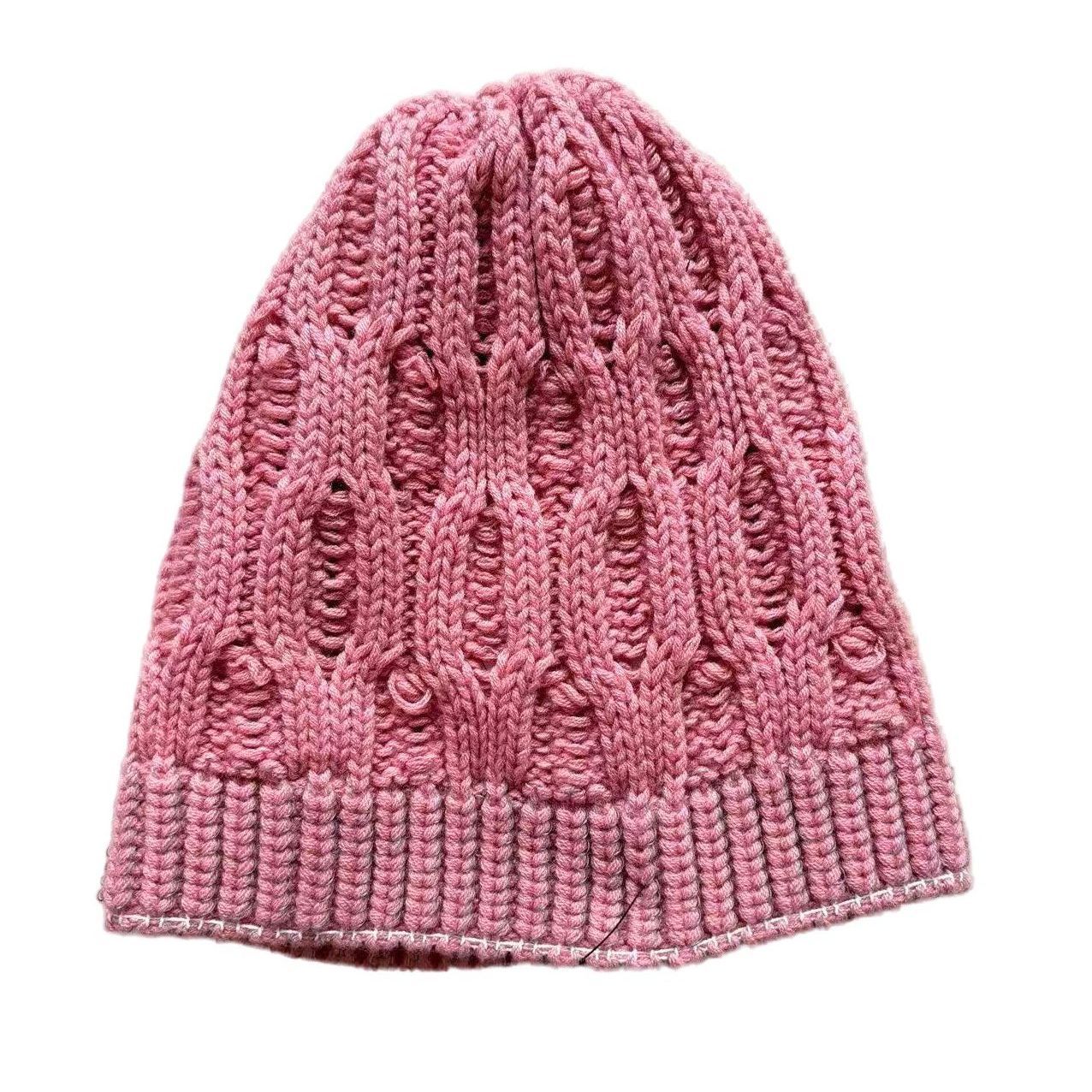 Pink Beanie Slouchy Knit Skull Cap Warm Hats Slouch Cuffed Style