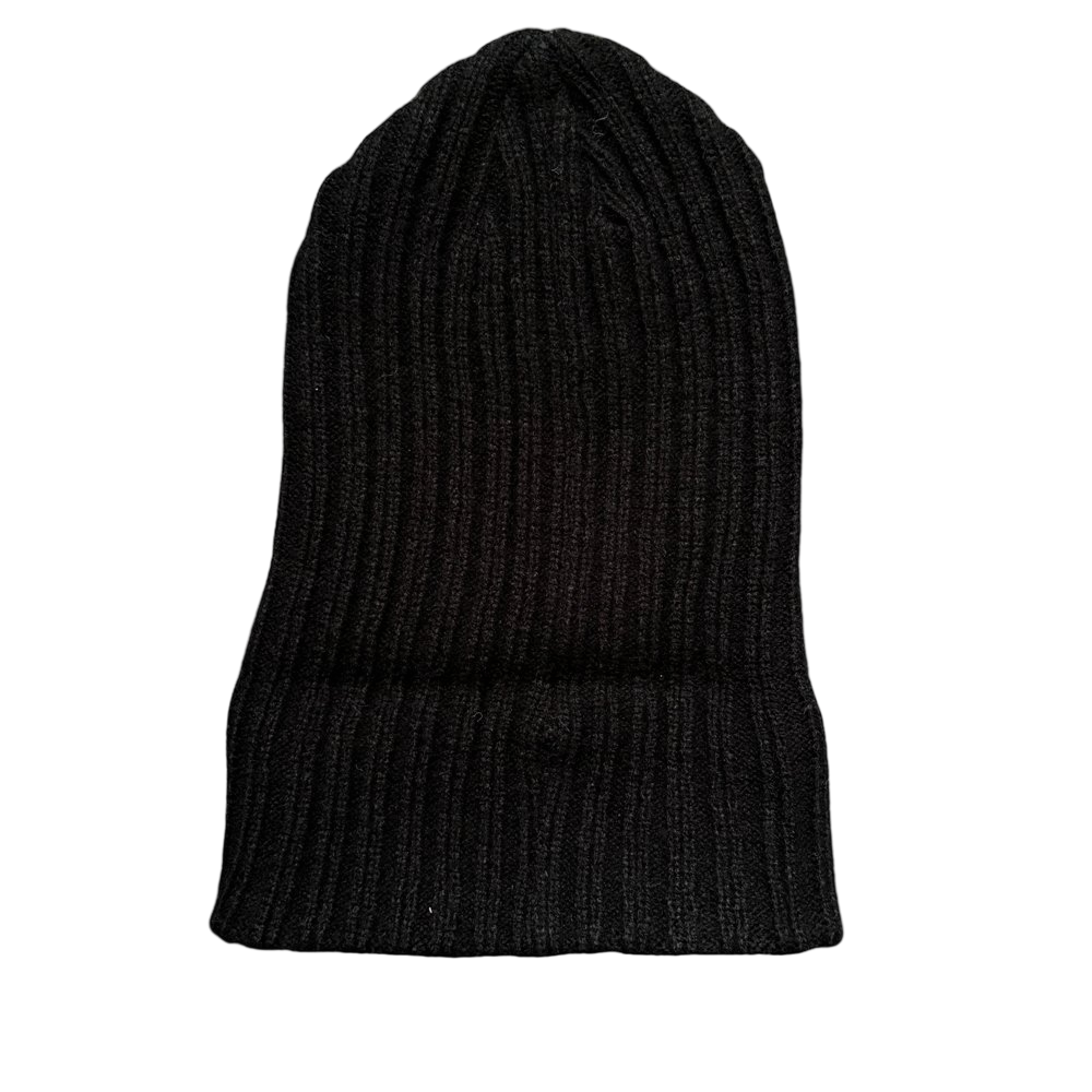 Black Ribbed Knit Beanie Unisex Cuffed Winter Hat