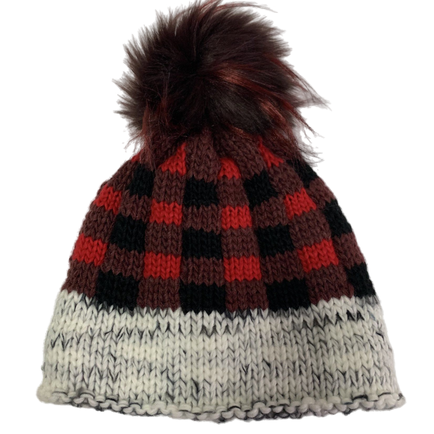 Color Block Plaid Pom Pom Beanie Christmas Hats