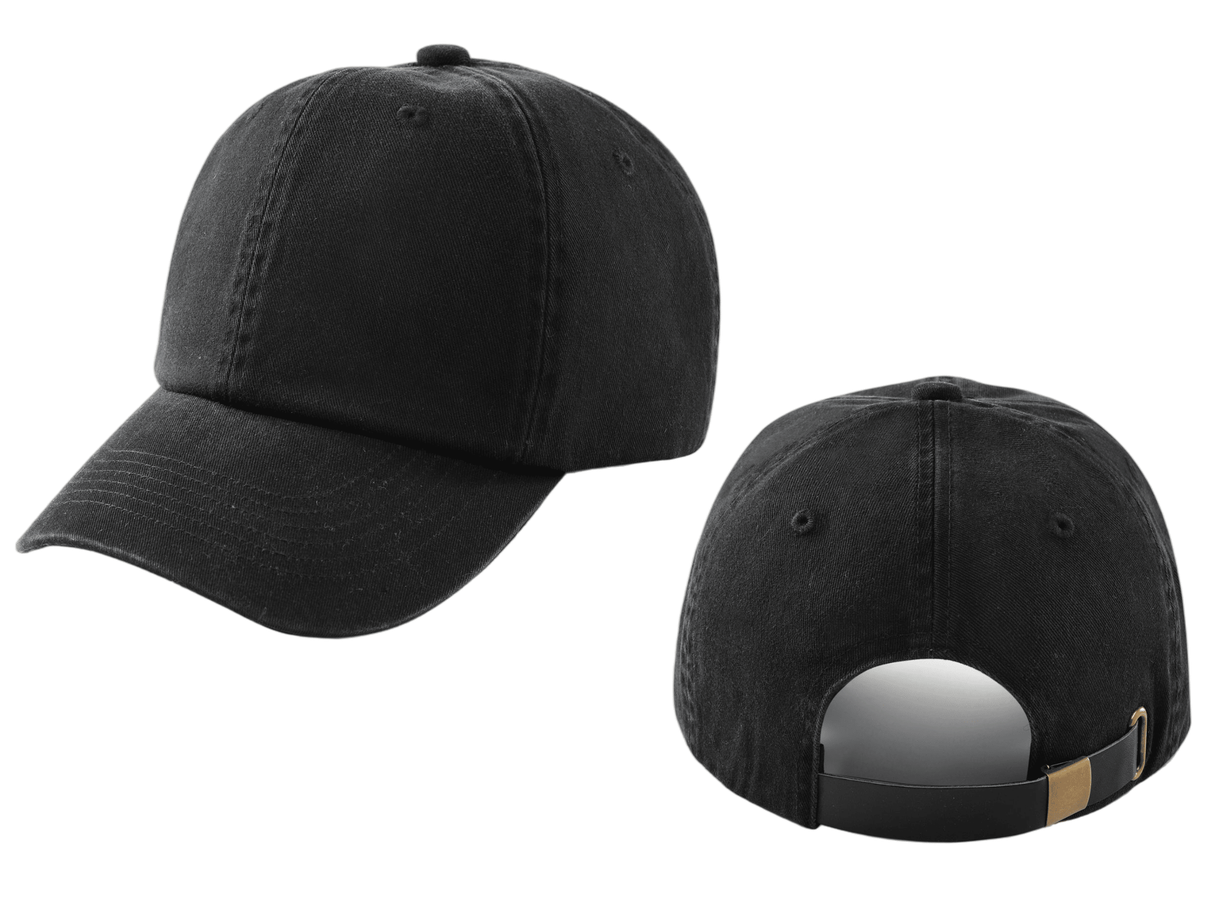 Solid Color Cotton Baseball Cap with Leather Strap