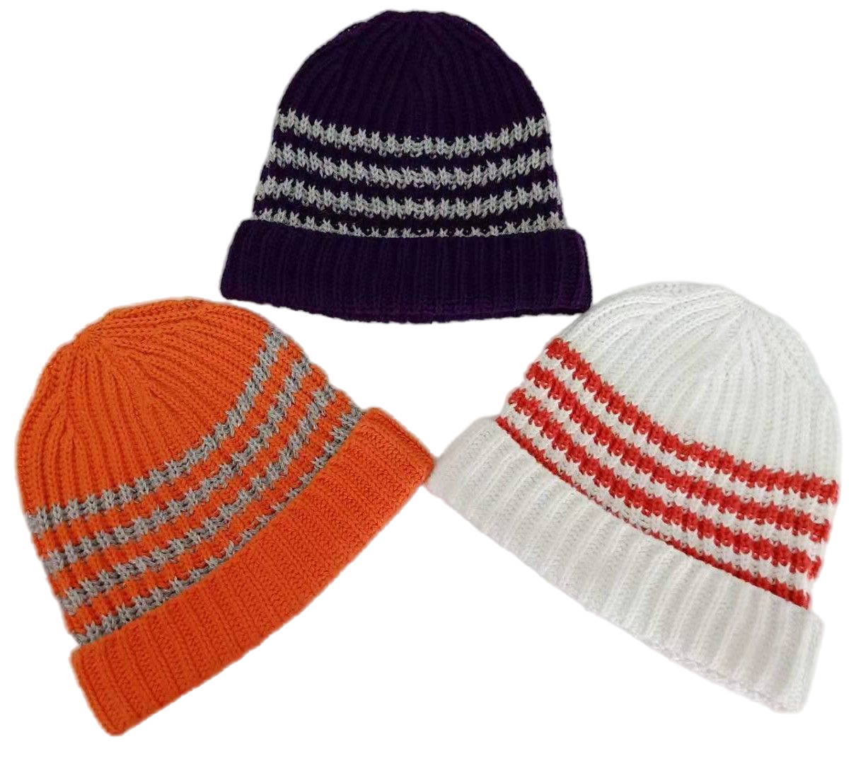 Basic Striped Ribbed Knit Beanie Collection