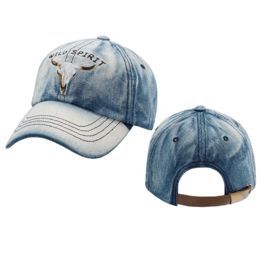 Retro Western Bull Skull Baseball Cap