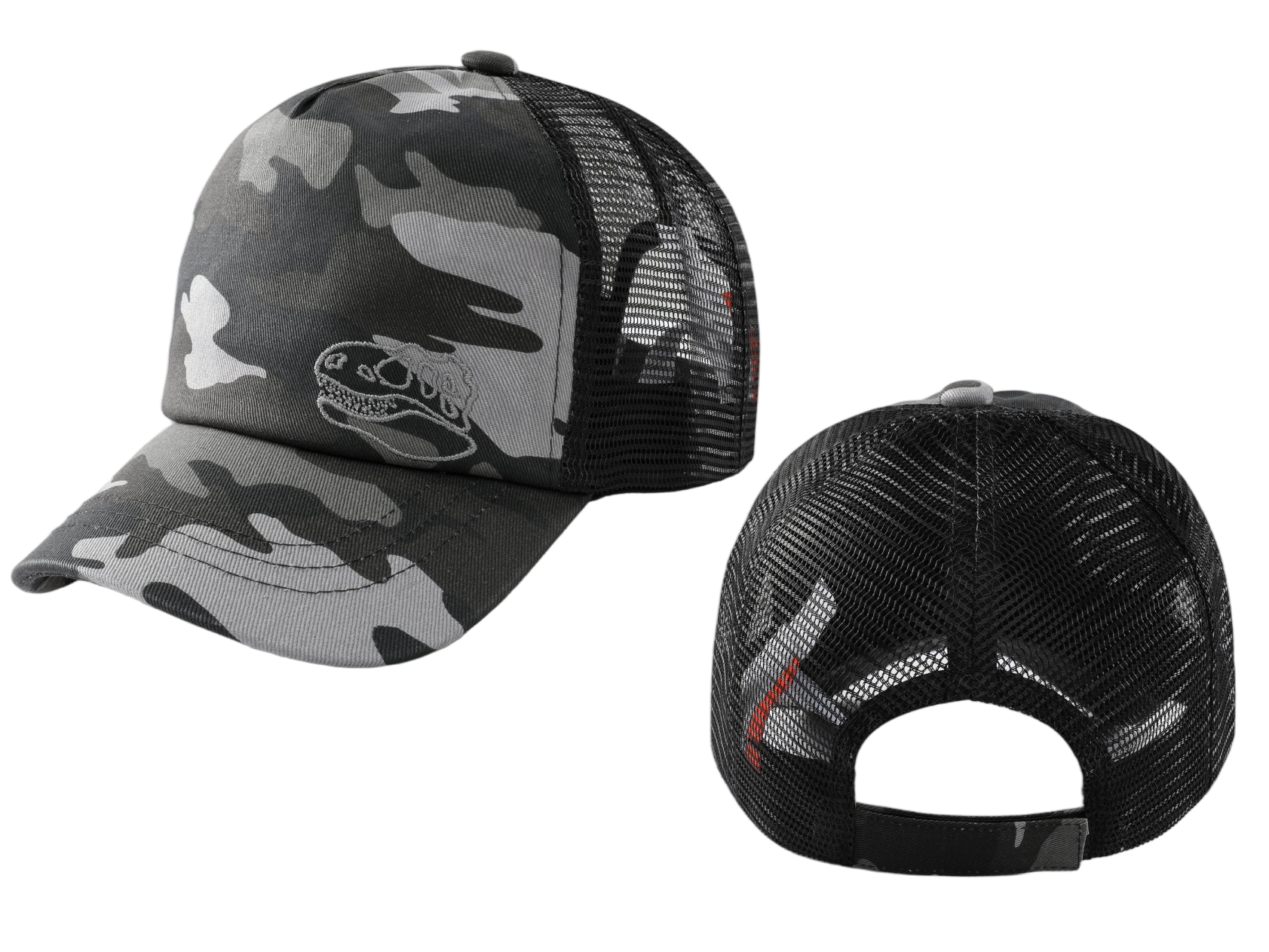 Dinosaur Skull Embroidered Mesh Baseball Cap