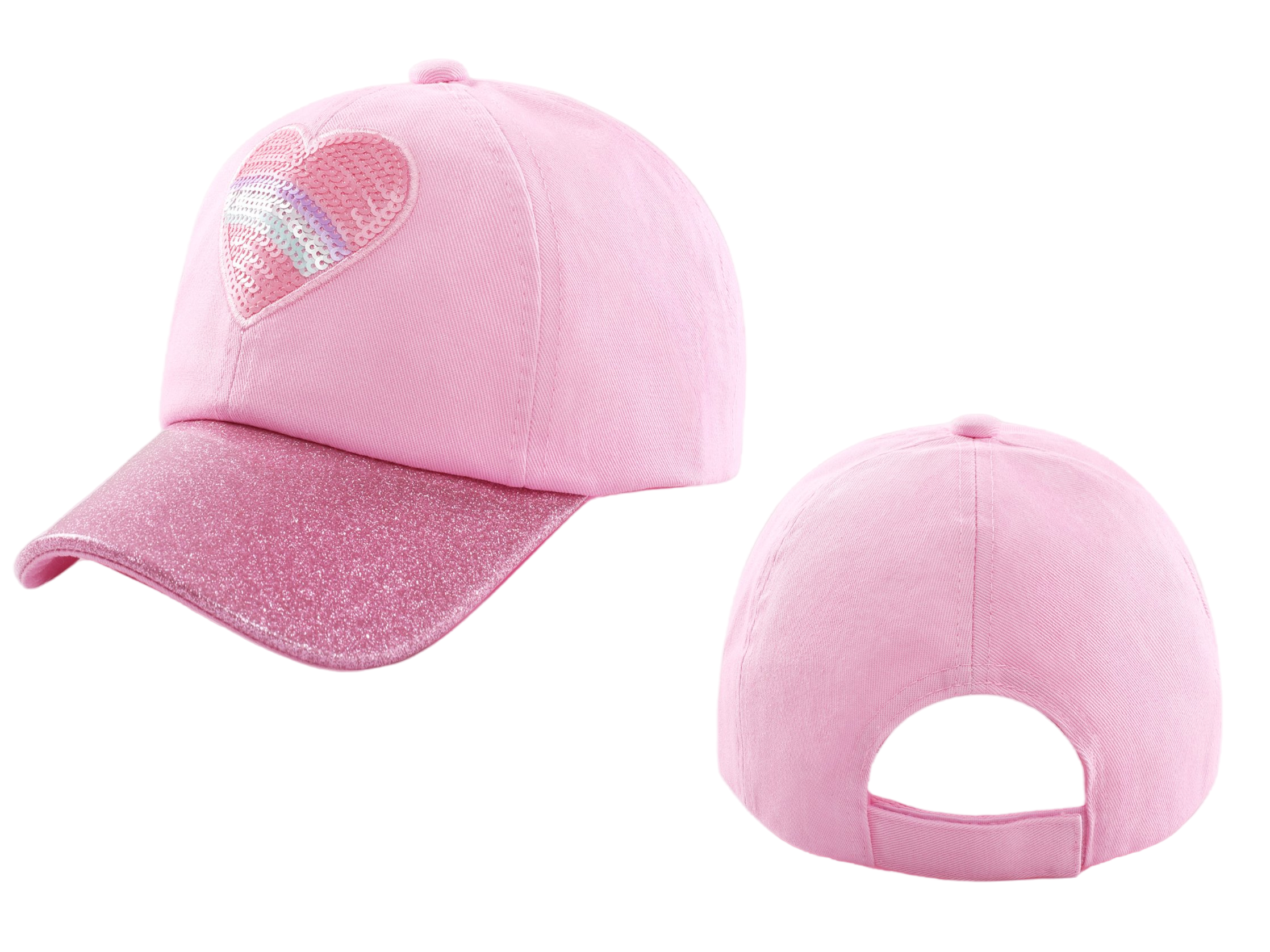 Cute Sequin Heart Kids Baseball Cap