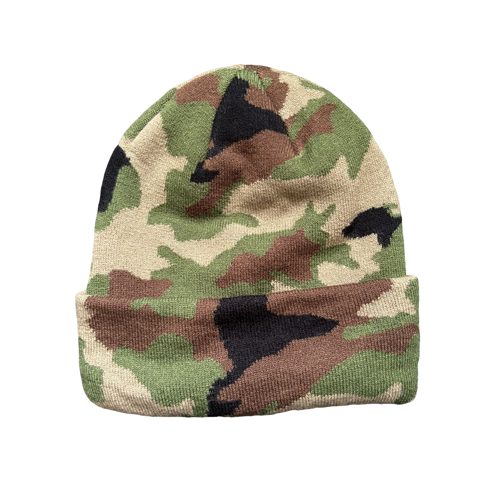 Classic Cuffed Woodland Camouflage Knit Beanie Hat