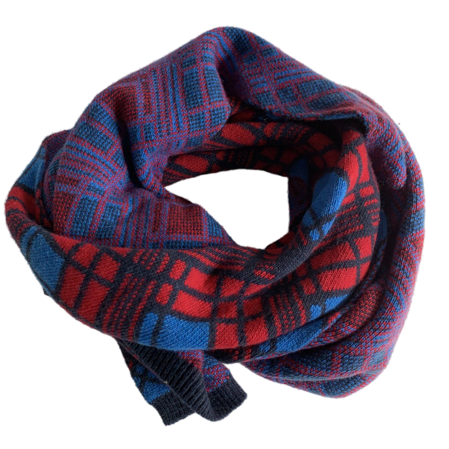 Red & Blue Checkered Winter Neck Wrap Scarf