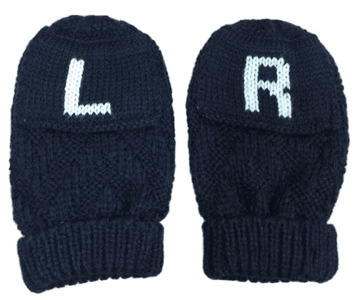 Navy Blue Warm Winter Gloves with L/R Jacquard